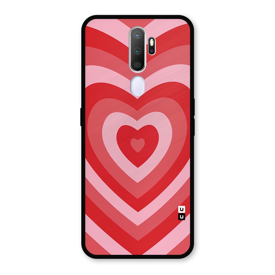 Red Retro Hearts Metal Back Case for Oppo A5 (2020)