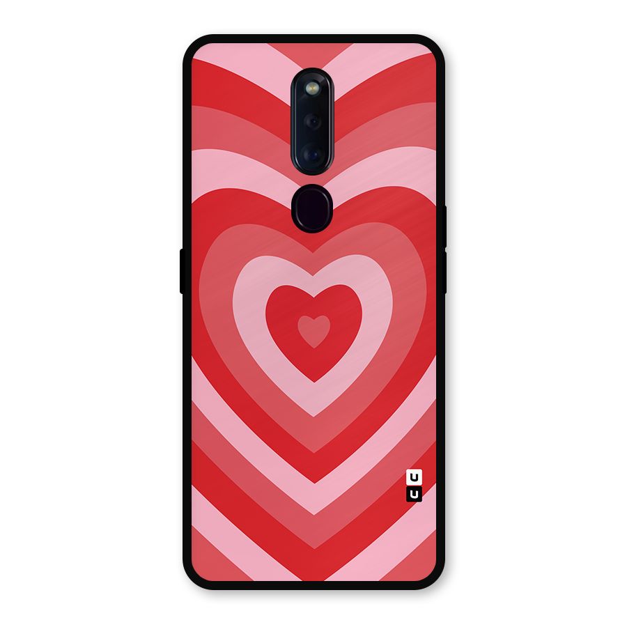 Red Retro Hearts Metal Back Case for Oppo F11 Pro