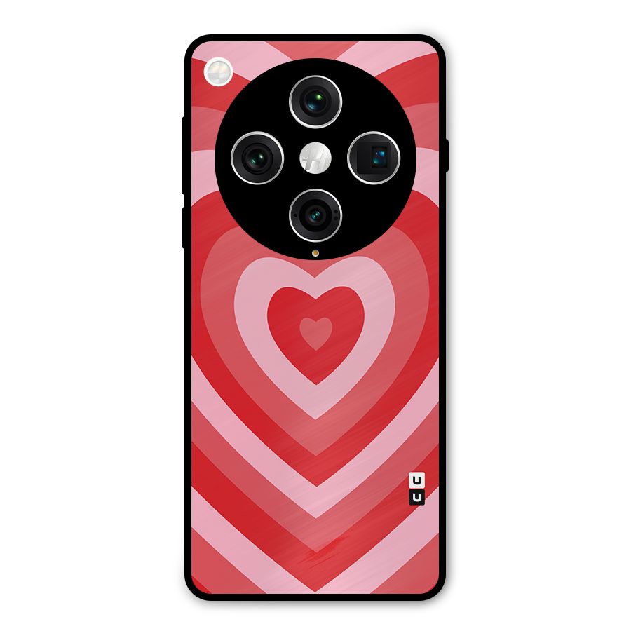 Red Retro Hearts Metal Back Case for Oppo Find X8 Pro