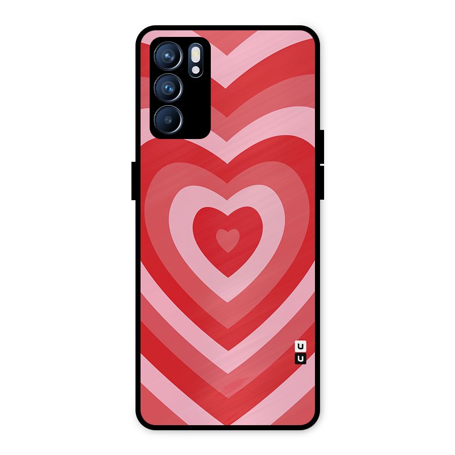 Red Retro Hearts Metal Back Case for Oppo Reno6 5G