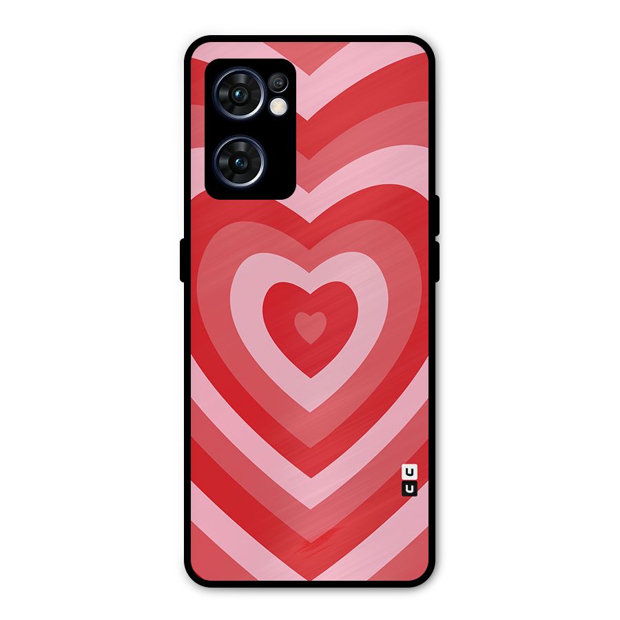 Red Retro Hearts Metal Back Case for Oppo Reno7 5G