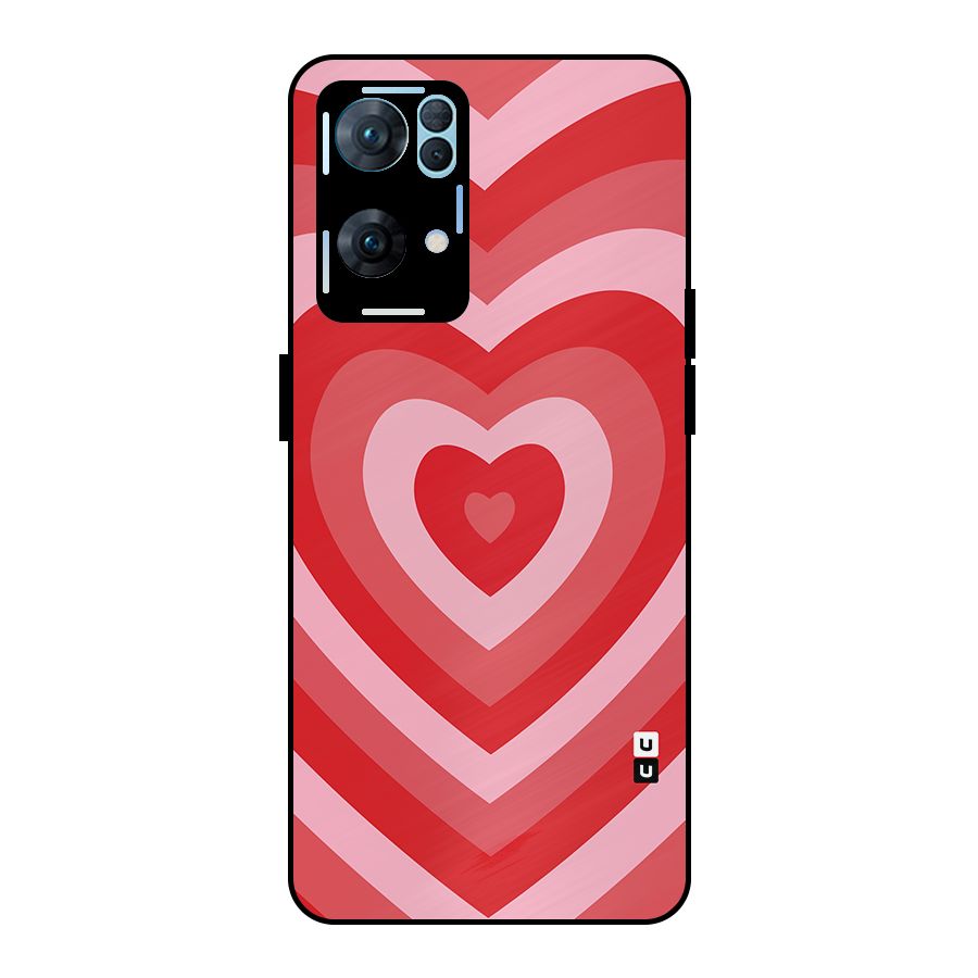 Red Retro Hearts Metal Back Case for Oppo Reno7 Pro 5G