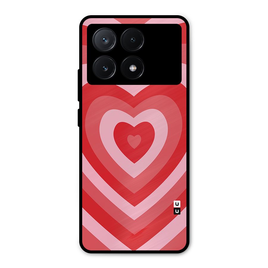 Red Retro Hearts Metal Back Case for Poco X6 Pro