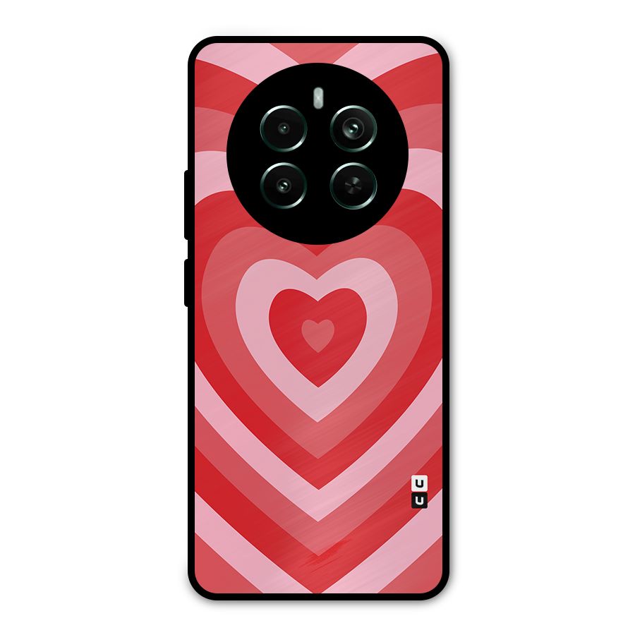 Red Retro Hearts Metal Back Case for Realme 12 Pro Plus