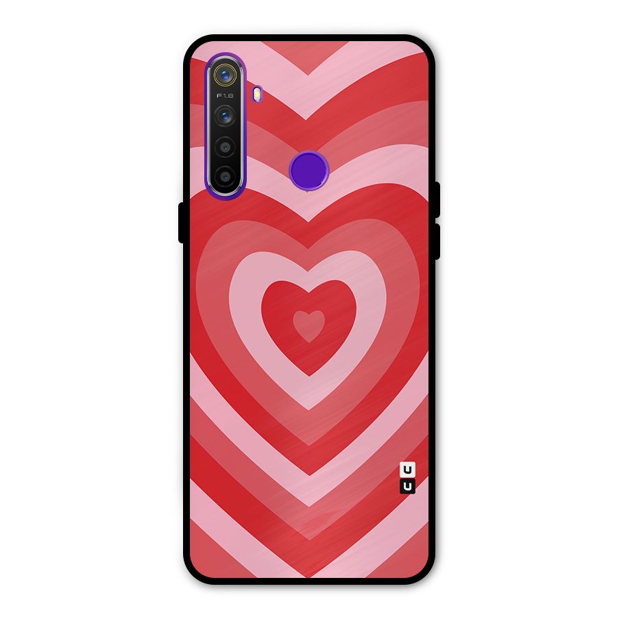 Red Retro Hearts Metal Back Case for Realme Narzo 10