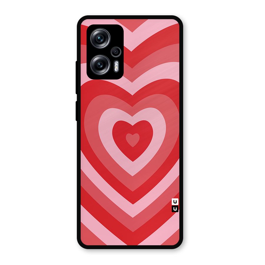 Red Retro Hearts Metal Back Case for Redmi K50i