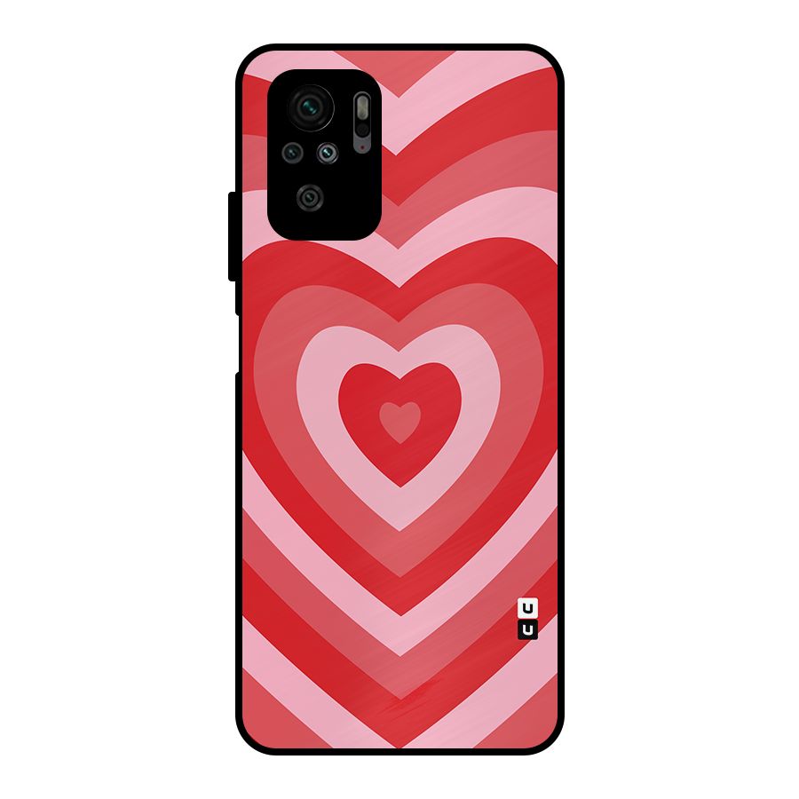 Red Retro Hearts Metal Back Case for Redmi Note 10S