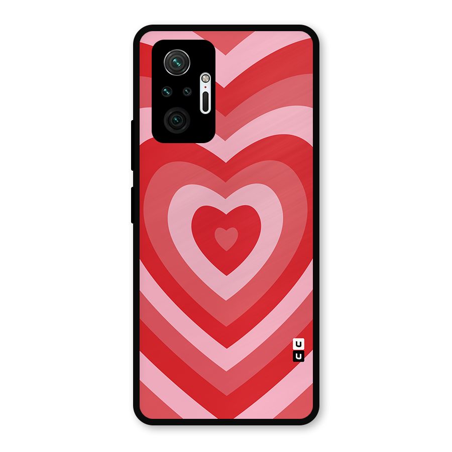 Red Retro Hearts Metal Back Case for Redmi Note 10 Pro