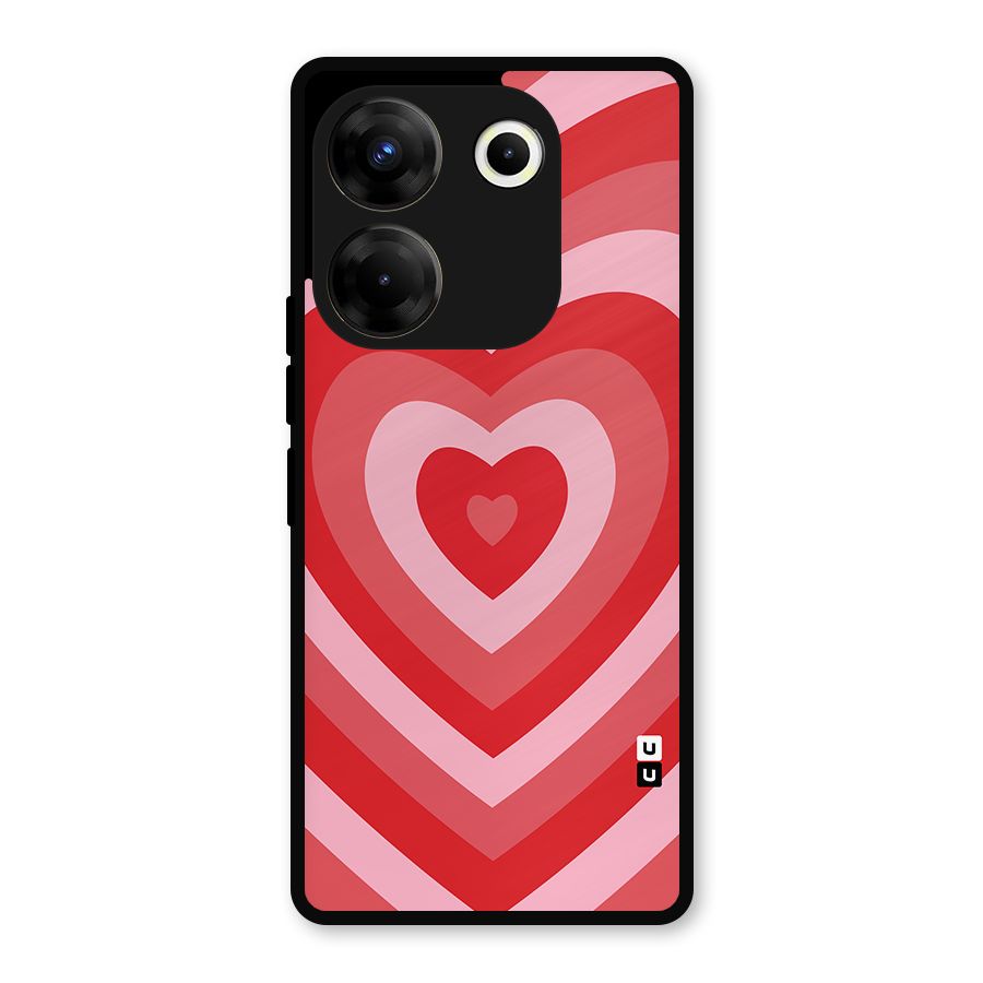 Red Retro Hearts Metal Back Case for Tecno Camon 20