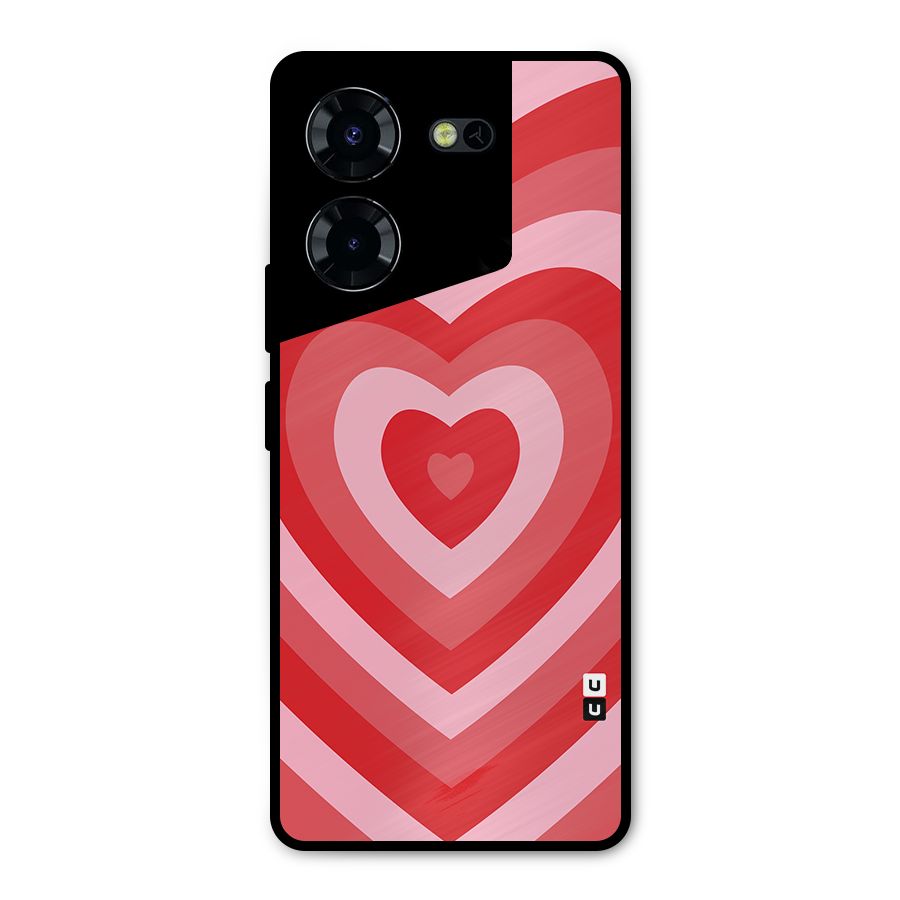 Red Retro Hearts Metal Back Case for Tecno Pova 5 Pro 5G