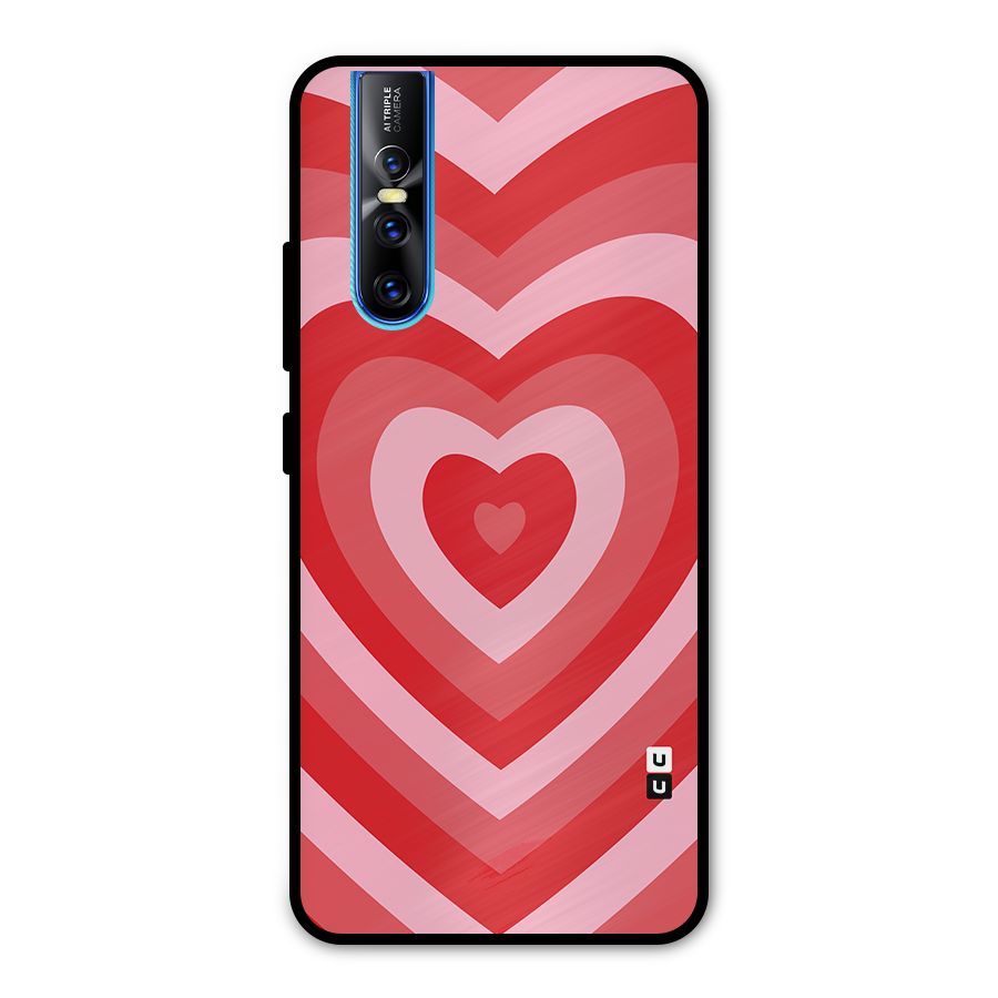 Red Retro Hearts Metal Back Case for Vivo V15 Pro