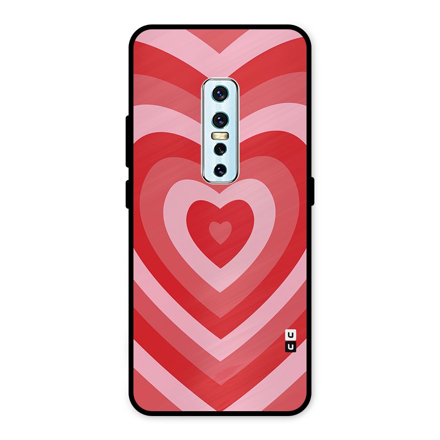 Red Retro Hearts Metal Back Case for Vivo V17 Pro