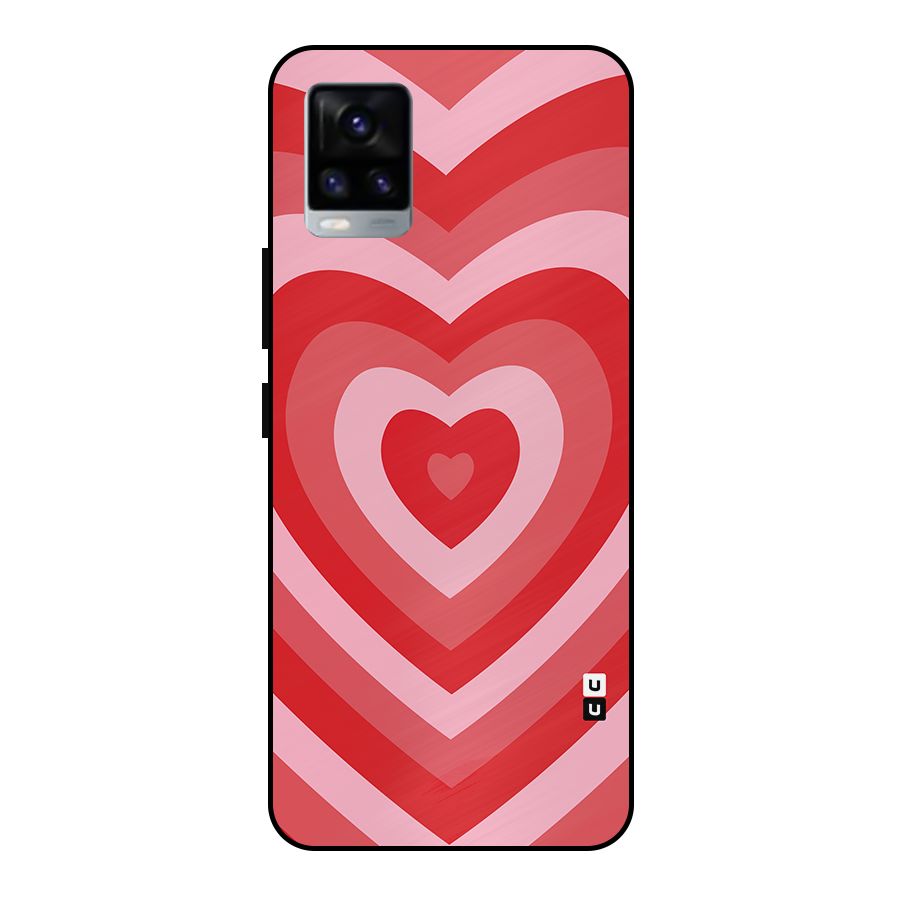 Red Retro Hearts Metal Back Case for Vivo V20