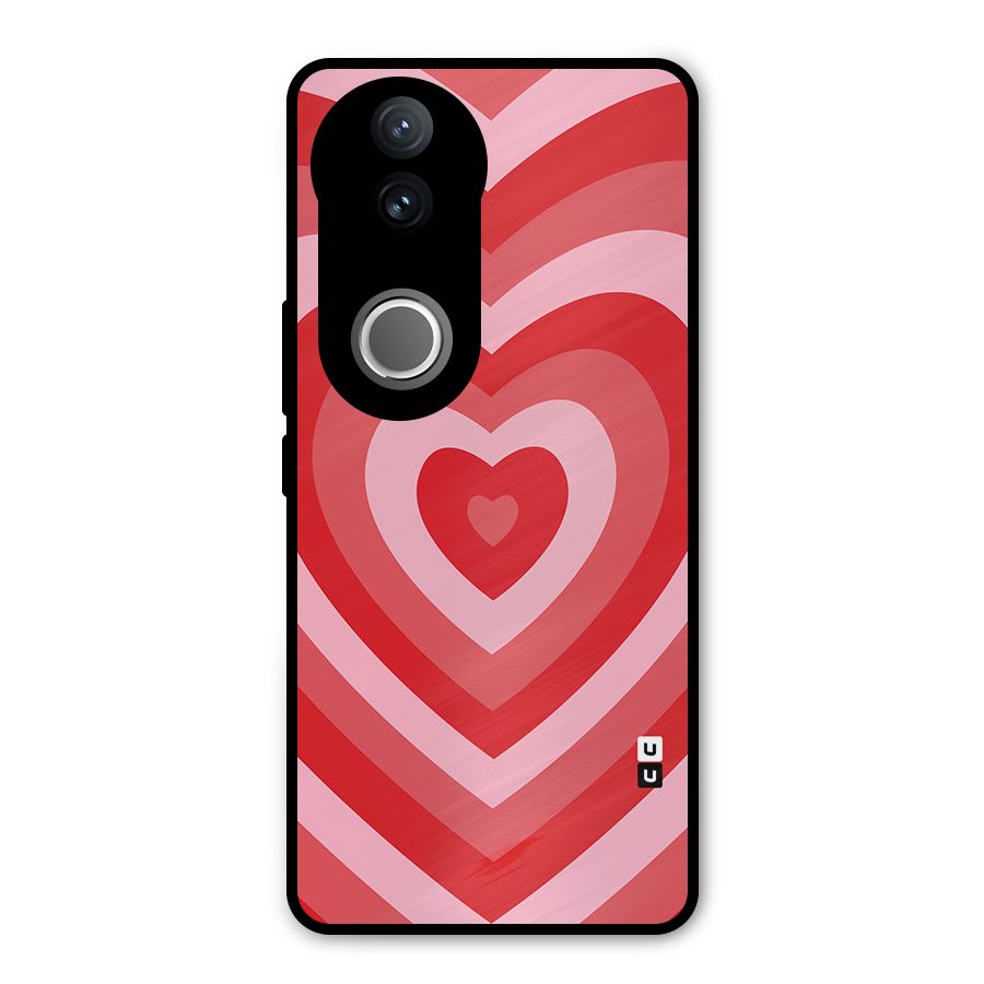 Red Retro Hearts Metal Back Case for Vivo V50e