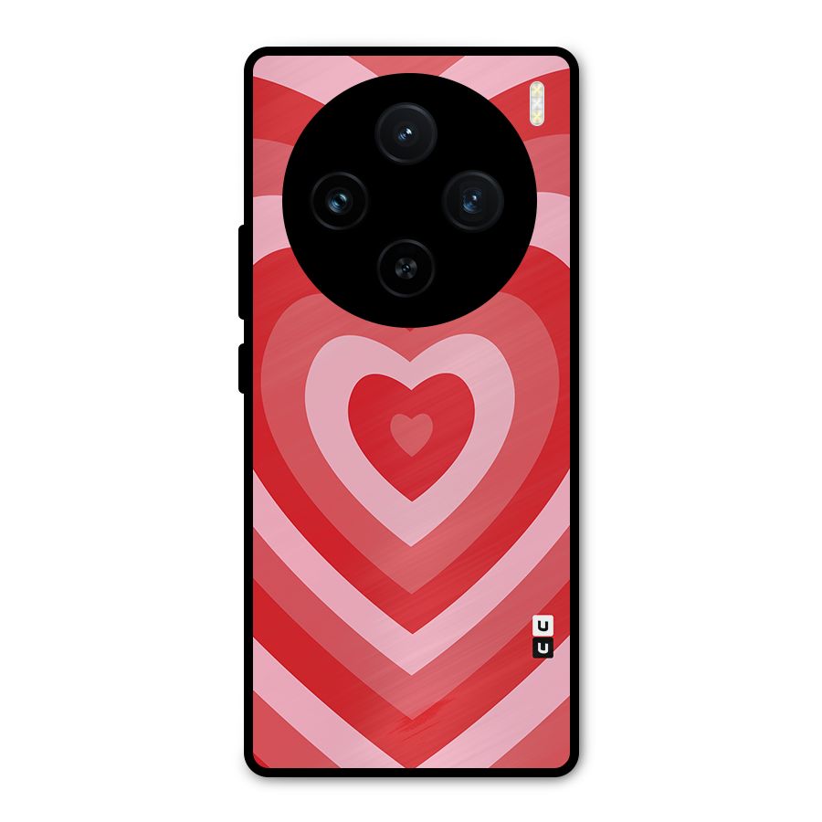Red Retro Hearts Metal Back Case for Vivo X100