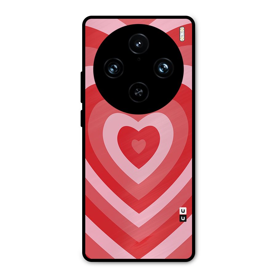 Red Retro Hearts Metal Back Case for Vivo X100 Pro