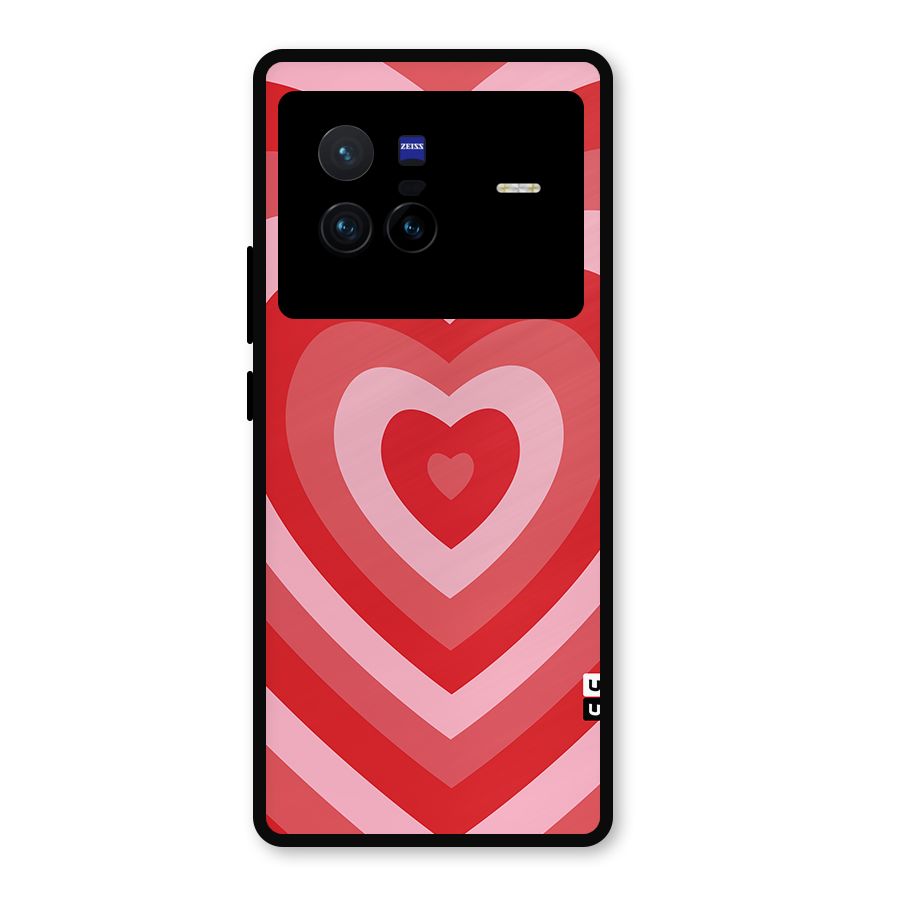 Red Retro Hearts Metal Back Case for Vivo X80