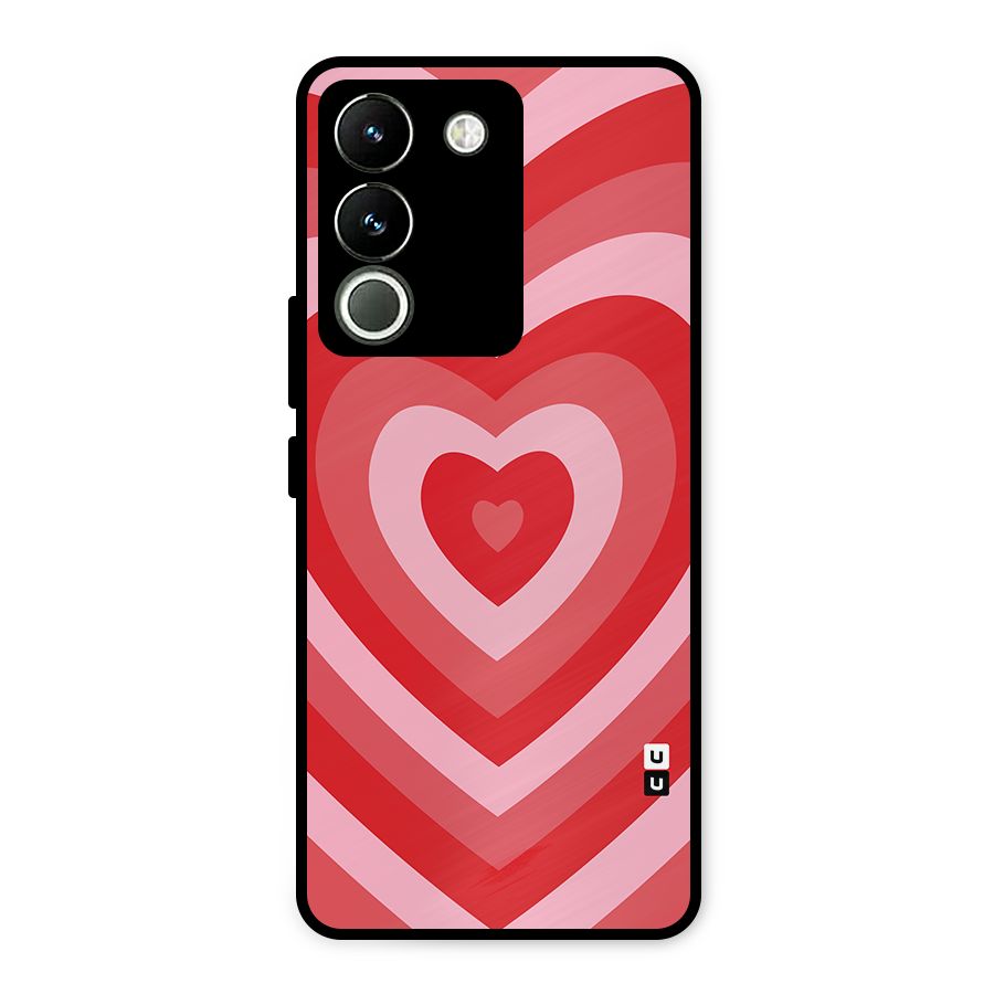 Red Retro Hearts Metal Back Case for Vivo Y200