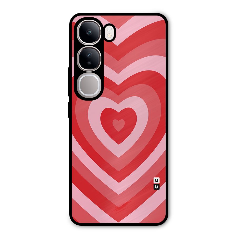 Red Retro Hearts Metal Back Case for Vivo Y300