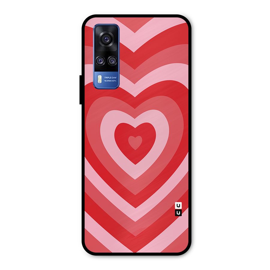 Red Retro Hearts Metal Back Case for Vivo Y31
