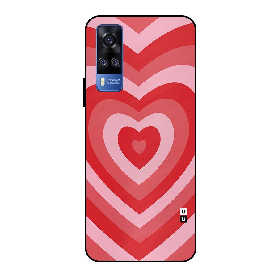 Red Retro Hearts Metal Back Case for Vivo Y51