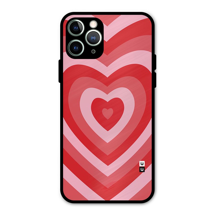 Red Retro Hearts Metal Back Case for iPhone 11 Pro Max