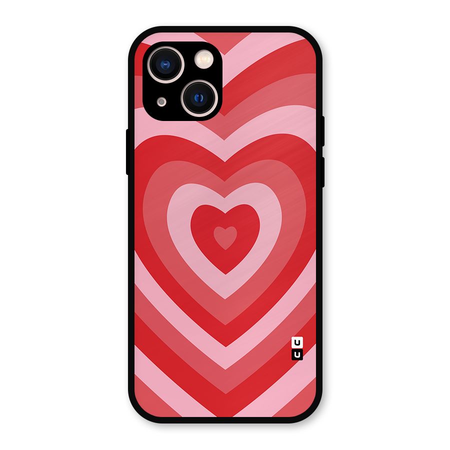 Red Retro Hearts Metal Back Case for iPhone 13
