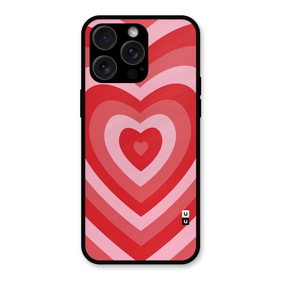Red Retro Hearts Metal Back Case for iPhone 15 Pro Max