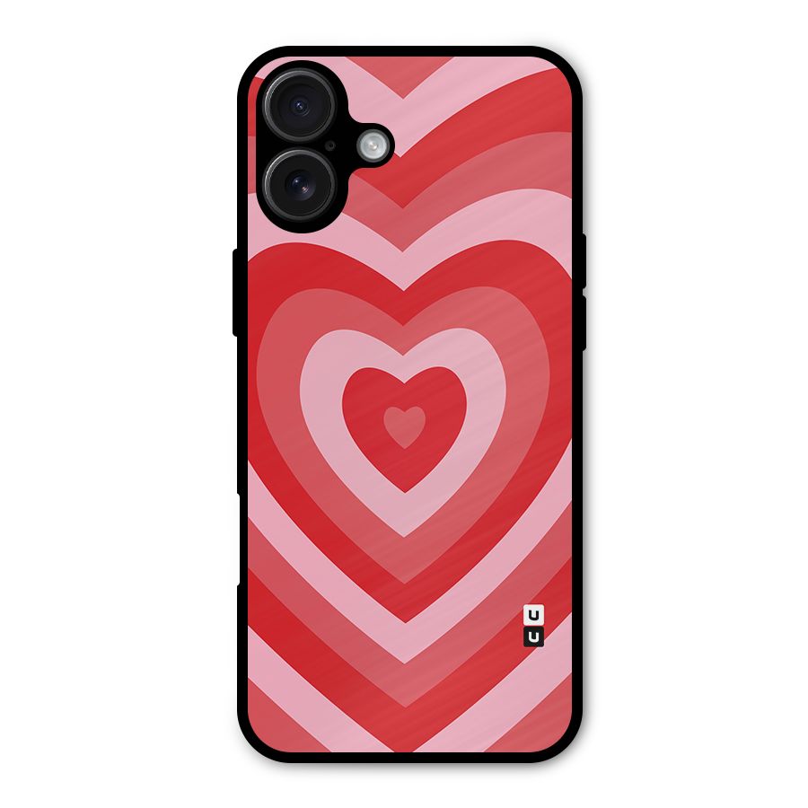 Red Retro Hearts Metal Back Case for iPhone 16 Plus