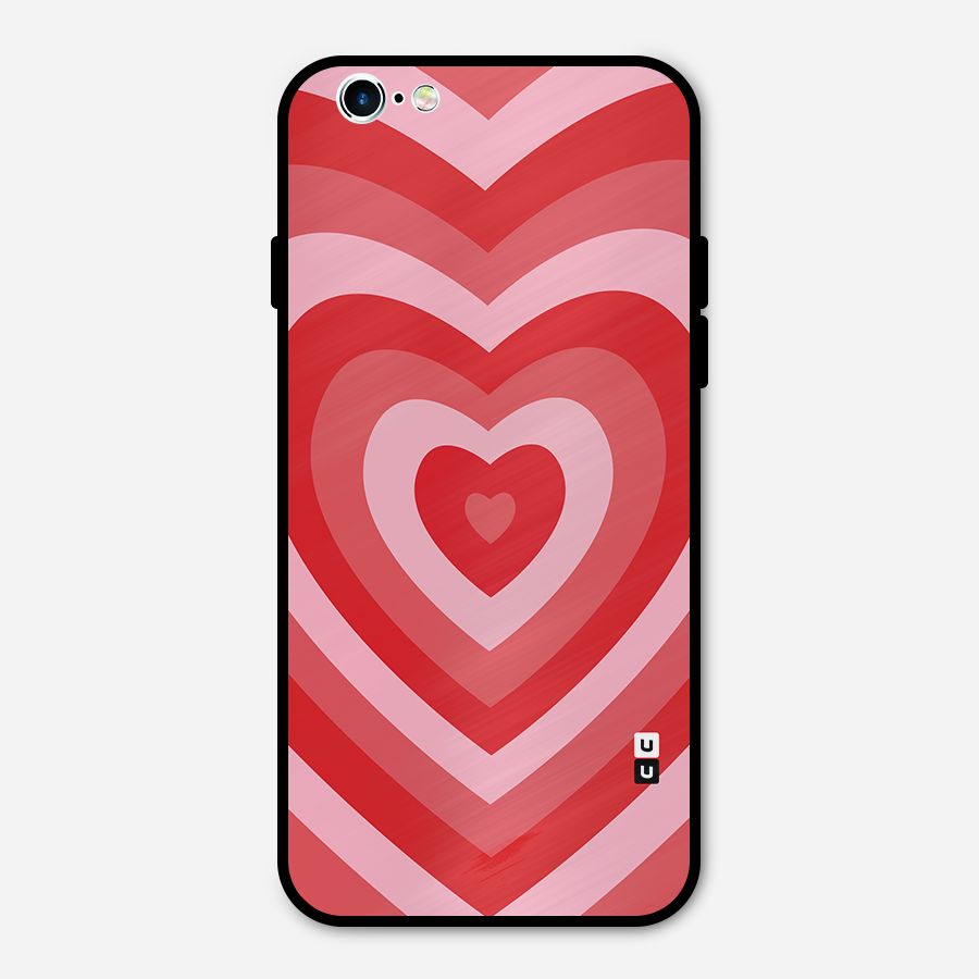 Red Retro Hearts Metal Back Case for iPhone 6 6s