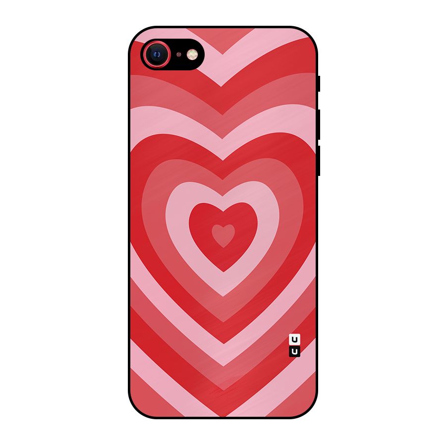Red Retro Hearts Metal Back Case for iPhone SE 2022