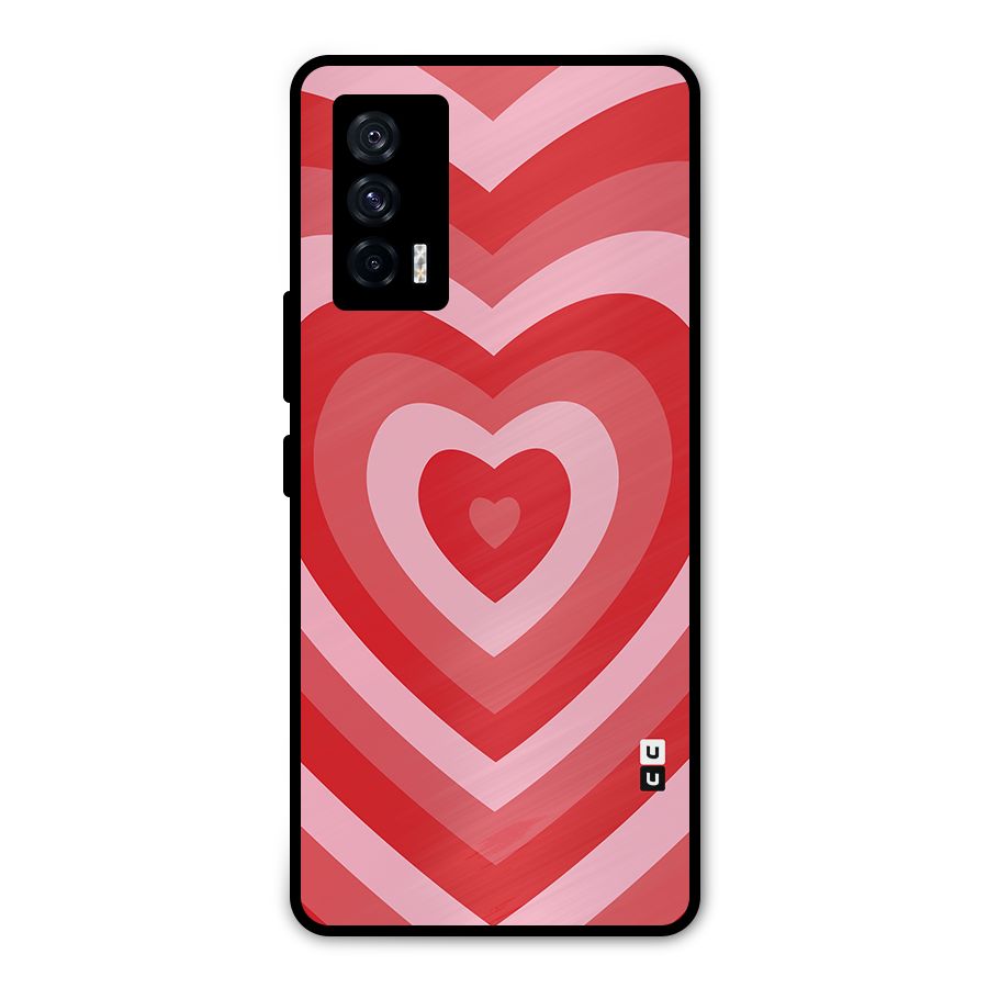 Red Retro Hearts Metal Back Case for iQOO 7 5G