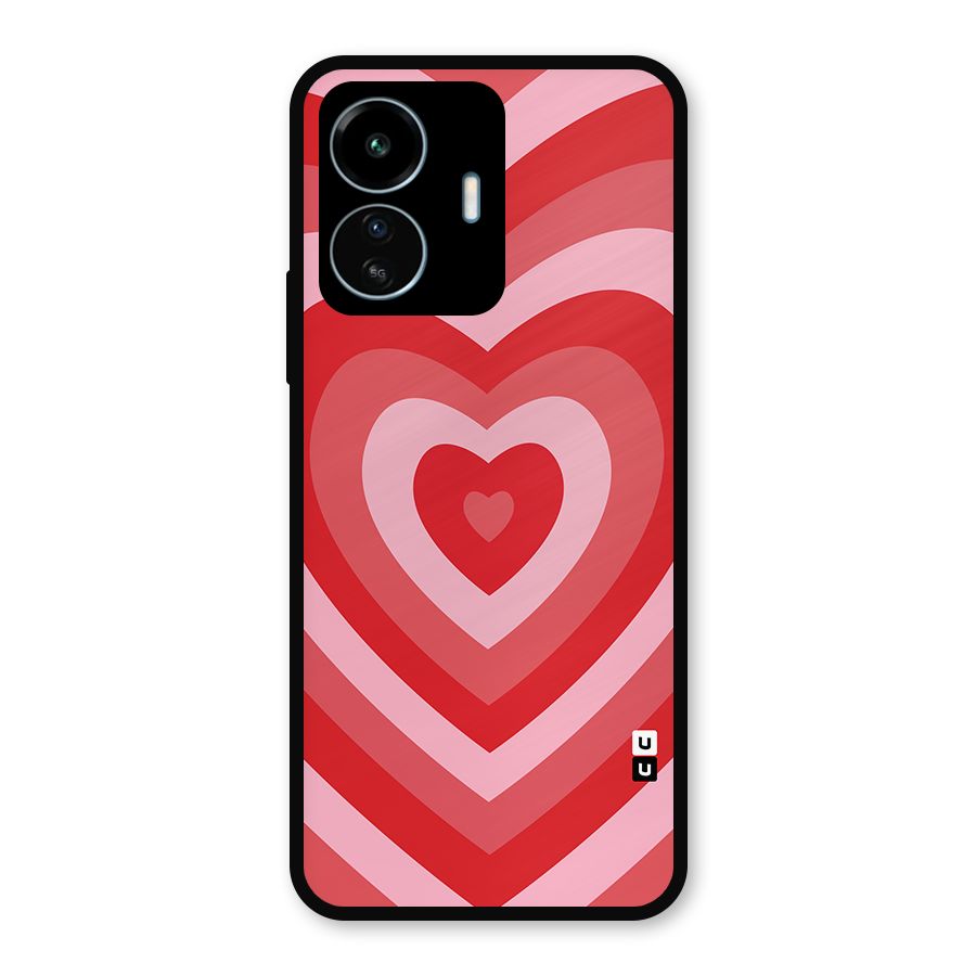Red Retro Hearts Metal Back Case for vivo iQOO Z6 Lite 5G