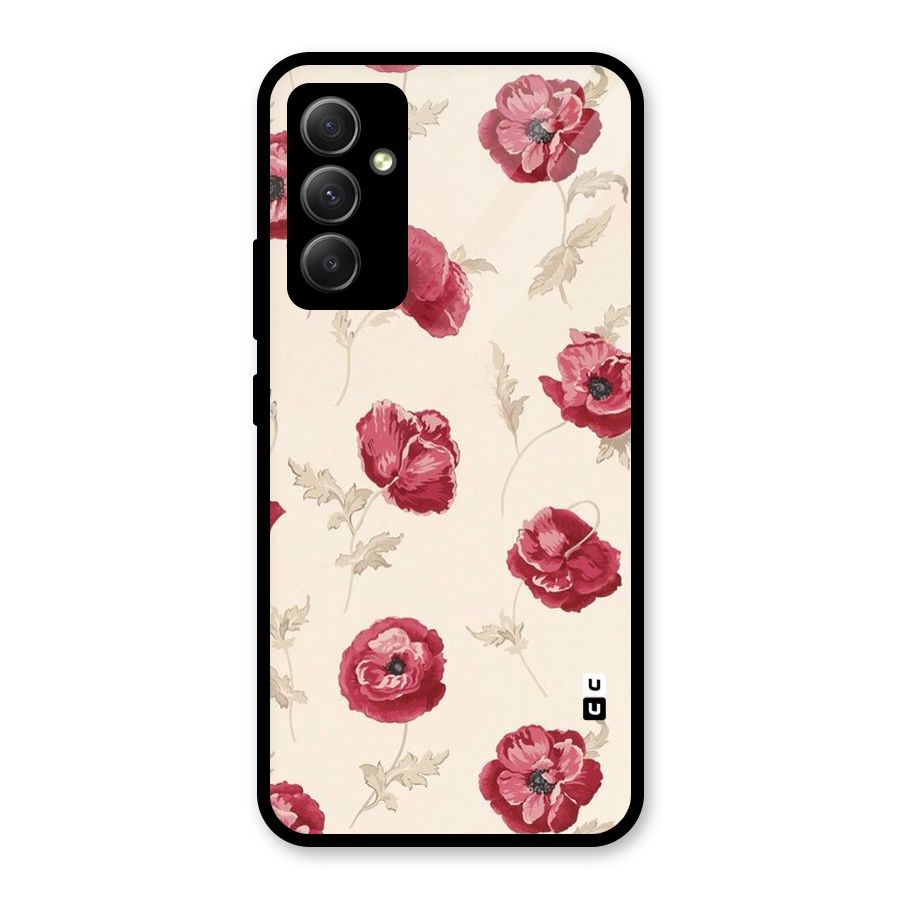 Red Rose Floral Art Glass Back Case for Galaxy A34