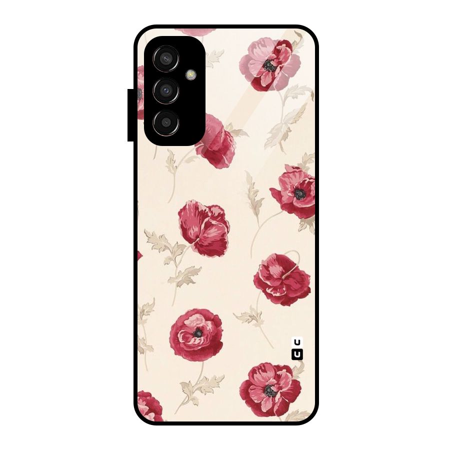 Red Rose Floral Art Glass Back Case for Galaxy F13