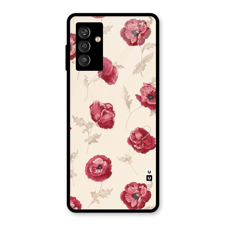 Red Rose Floral Art Glass Back Case for Galaxy M13