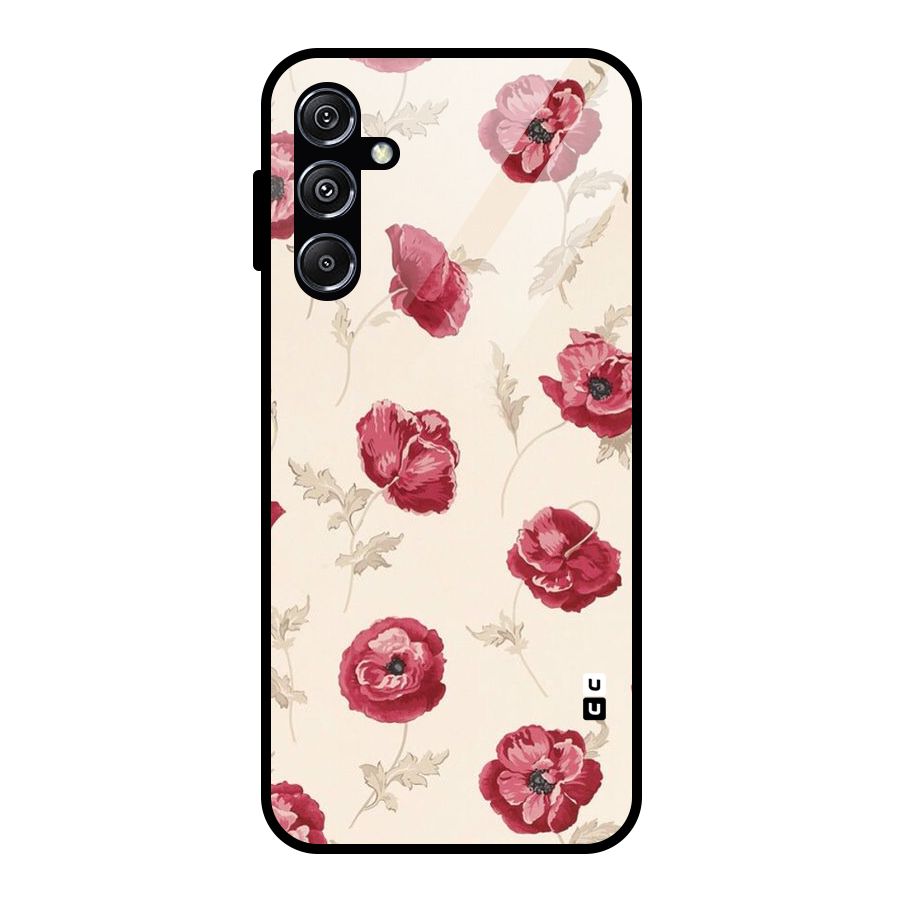 Red Rose Floral Art Glass Back Case for Galaxy M34 5G