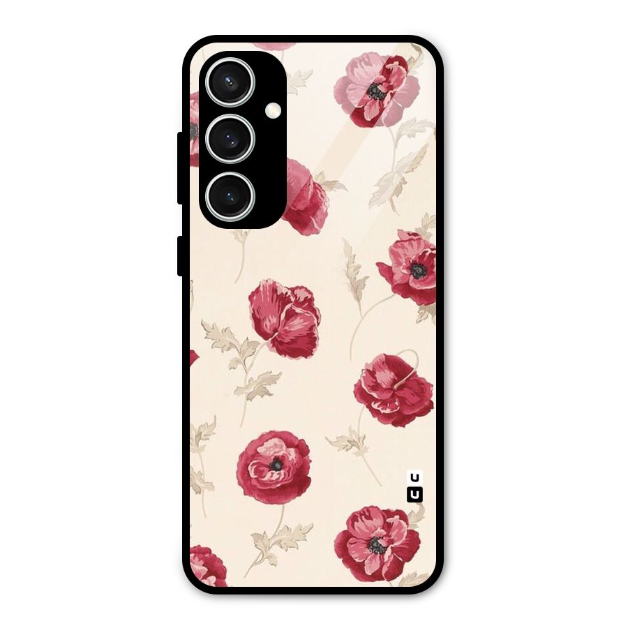 Red Rose Floral Art Glass Back Case for Galaxy S23 FE