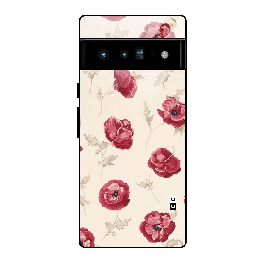 Red Rose Floral Art Glass Back Case for Google Pixel 6 Pro