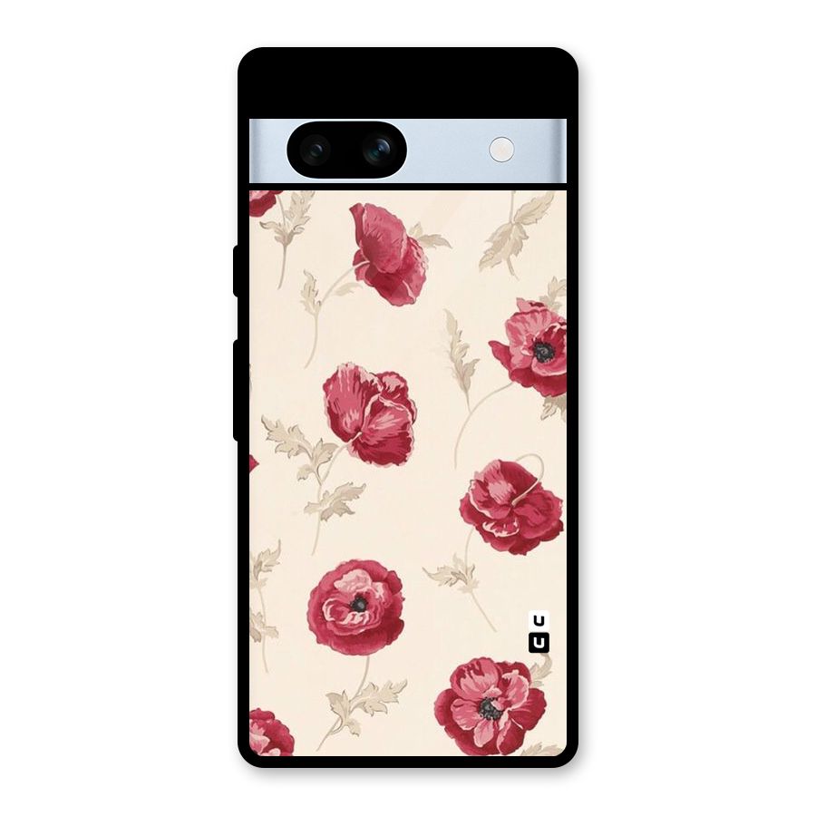 Red Rose Floral Art Glass Back Case for Google Pixel 7a