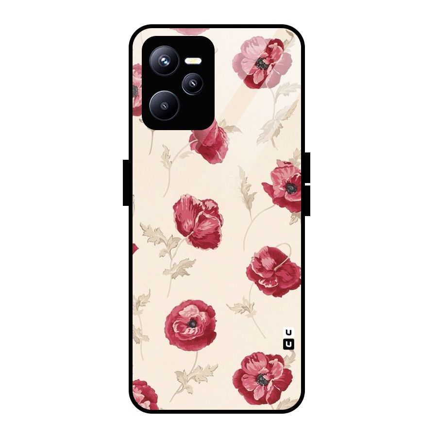 Red Rose Floral Art Glass Back Case for Realme C35