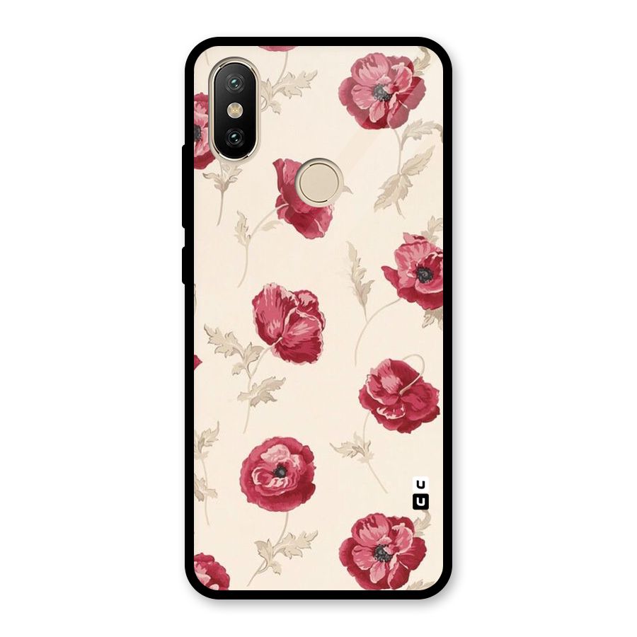 Red Rose Floral Art Glass Back Case for Redmi A2