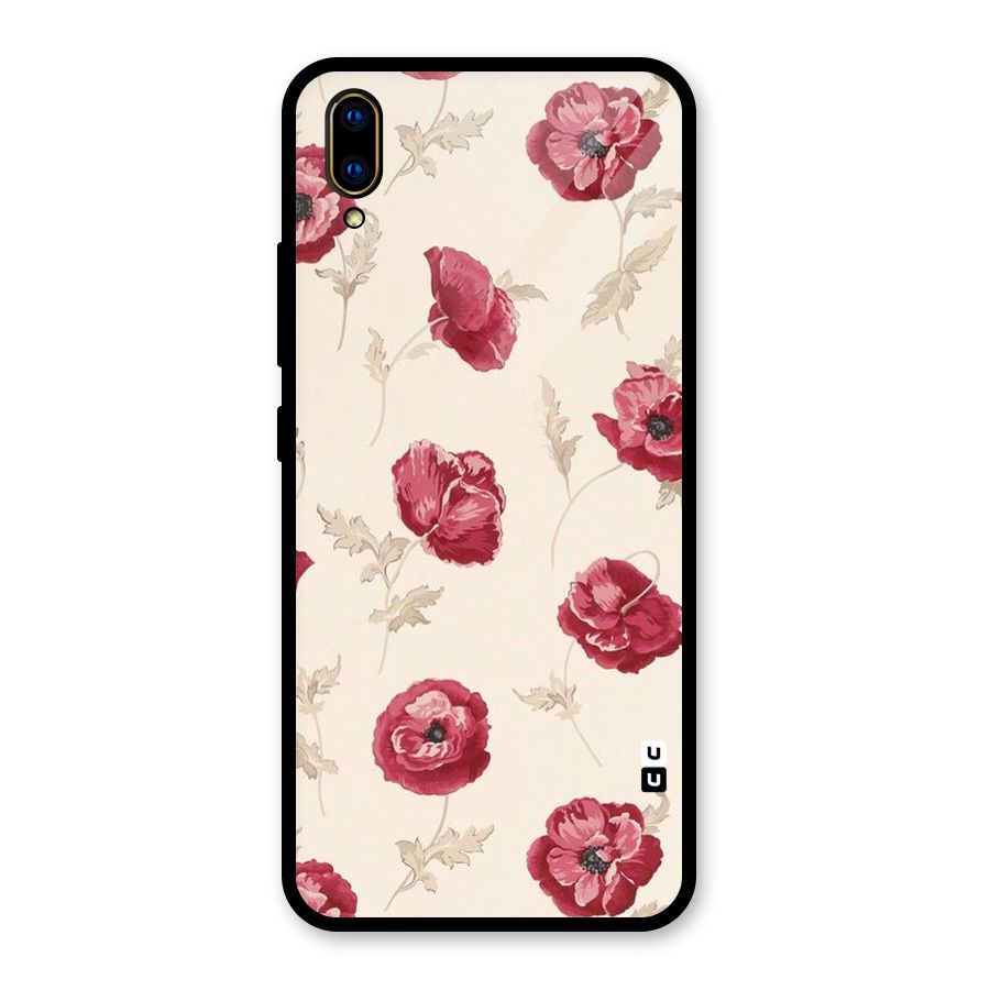 Red Rose Floral Art Glass Back Case for Vivo V11 Pro