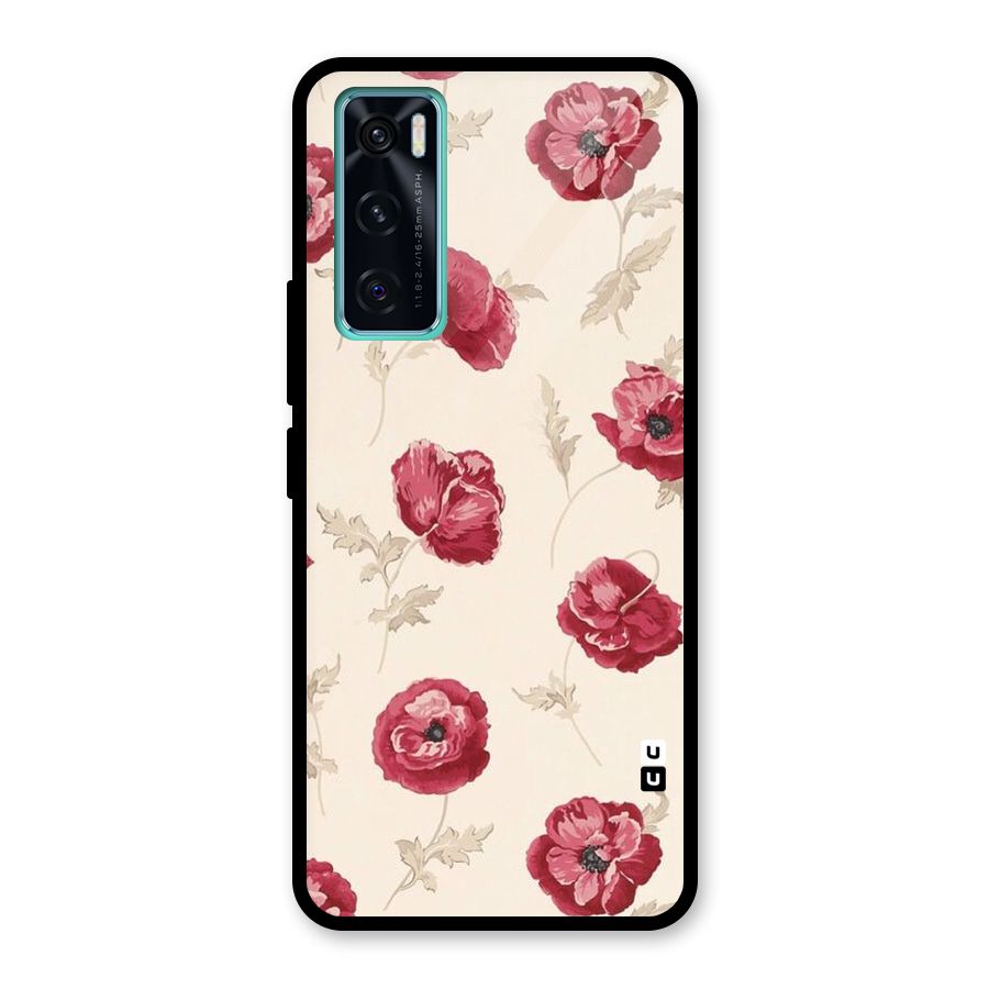 Red Rose Floral Art Glass Back Case for Vivo V20 SE
