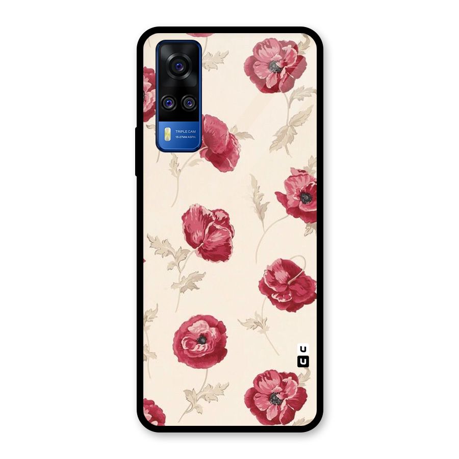 Red Rose Floral Art Glass Back Case for Vivo Y31