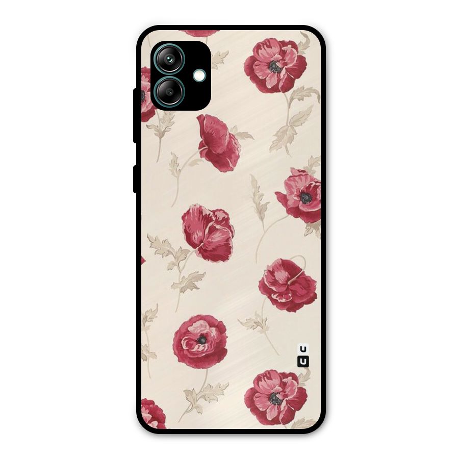 Red Rose Floral Art Metal Back Case for Galaxy A04