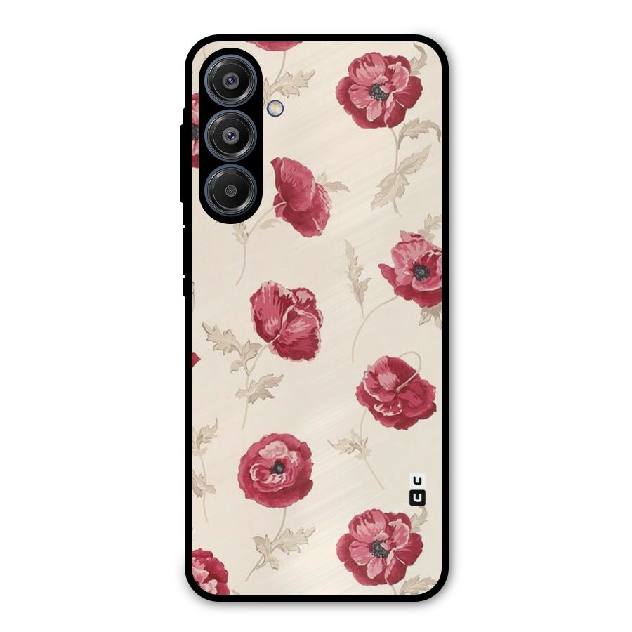 Red Rose Floral Art Metal Back Case for Galaxy A16 5G