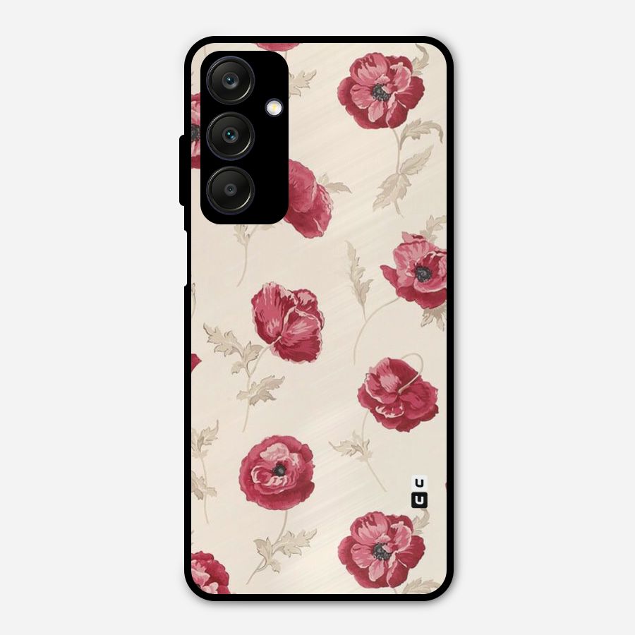 Red Rose Floral Art Metal Back Case for Galaxy A25 5G