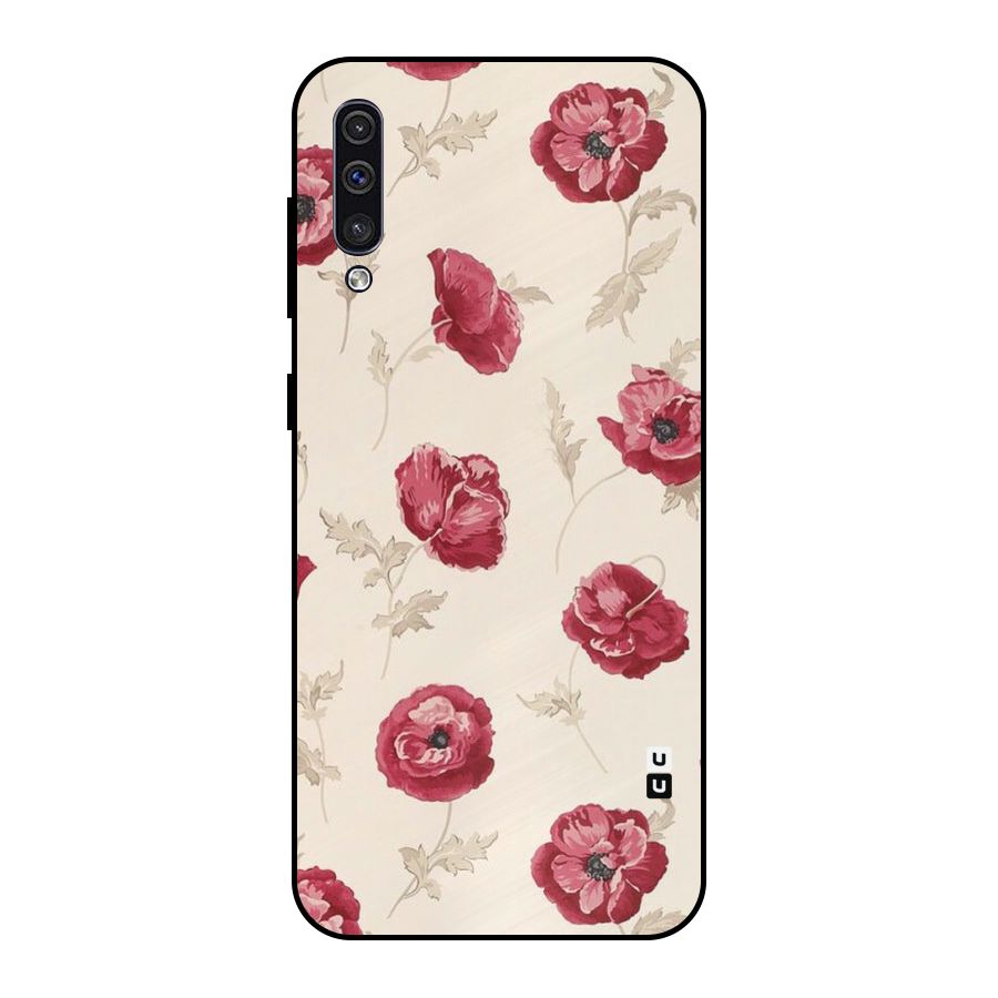 Red Rose Floral Art Metal Back Case for Galaxy A30s