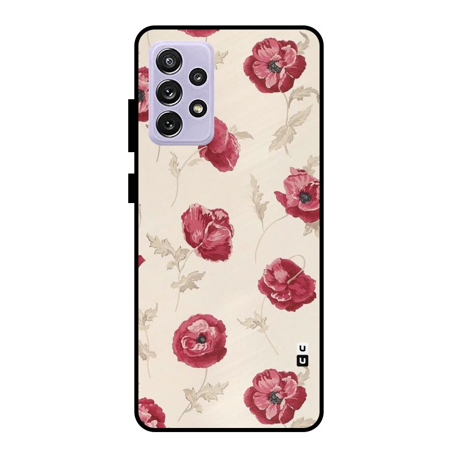 Red Rose Floral Art Metal Back Case for Galaxy A72